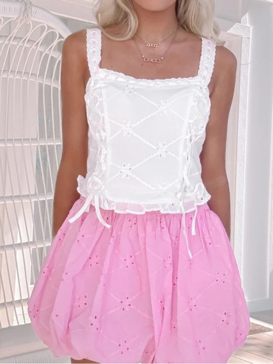 Deja Bleu Dresses & Skirts - Pink cotton eyelet mini skirt - NWT, size M